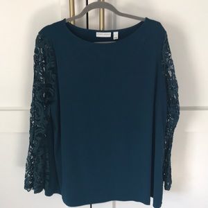 Susan Graver top with lace sleeves
